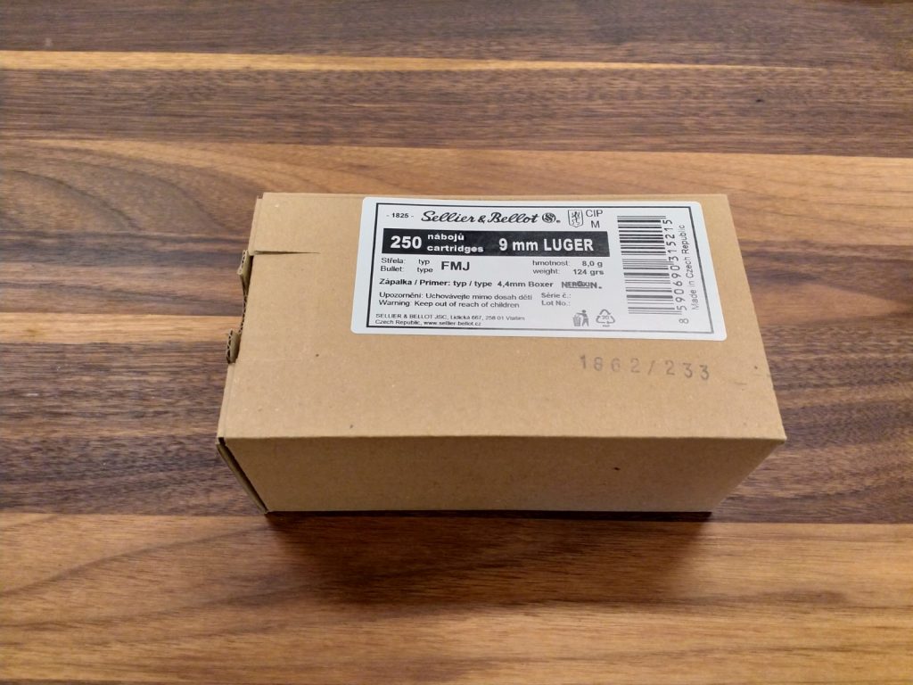 JSHD Waffenladen – Ihr Waffengeschäft für Jagd und Sport- Waffen in Heidelberg » Sellier & Bellot 9mm Luger 124 grs. VM 250er Packung